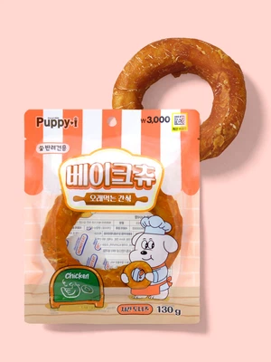 [펫] 퍼피아이 베이크츄 치킨 도너츠 130 g