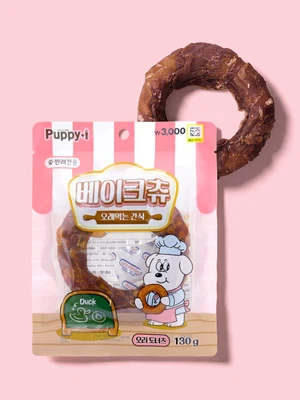 [펫] 퍼피아이 베이크츄 오리 도너츠 130 g