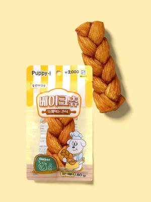 [펫] 퍼피아이 베이크츄 치킨 꽈배기 80 g