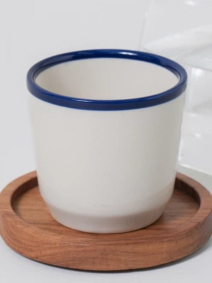 블루 테두리 물컵 170 ml
