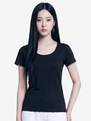 이지웜 여성 반팔 보온내의 상의(L)(블랙)