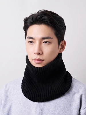 골지 니트 넥워머 블랙